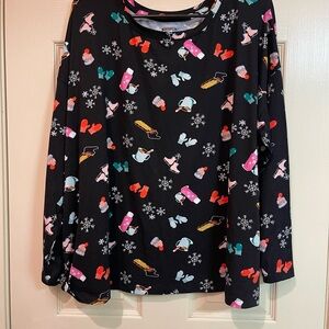 Women's Black Winter-Themed Pajama set